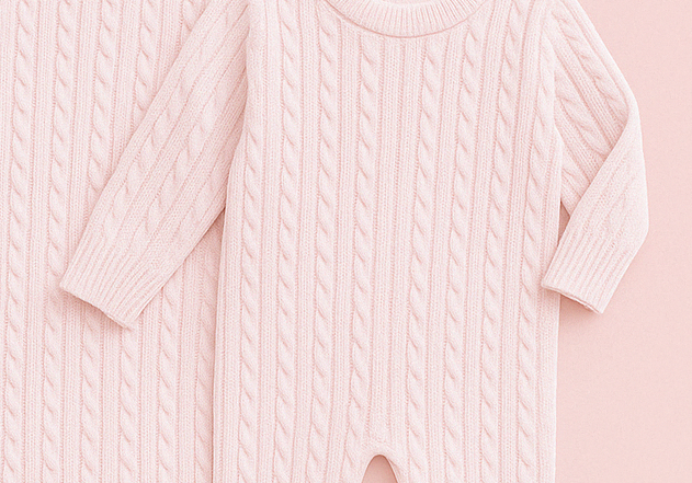 Kit Saída Maternidade 2 Peças Tricot Trançado Rose