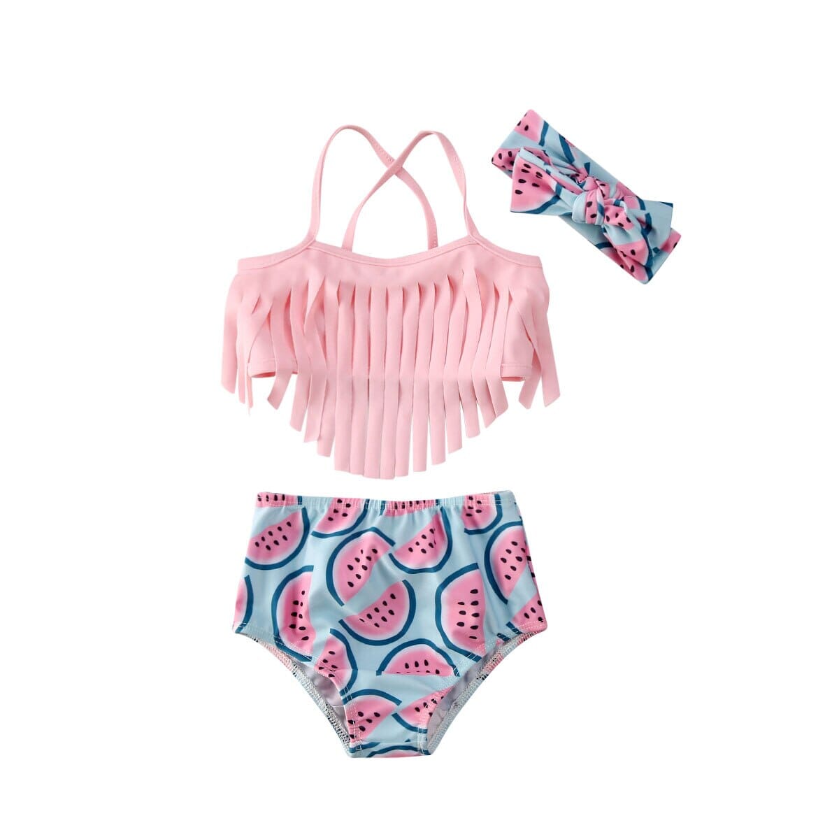 Biquíni Infantil Melancia e Franjinha + Faixa