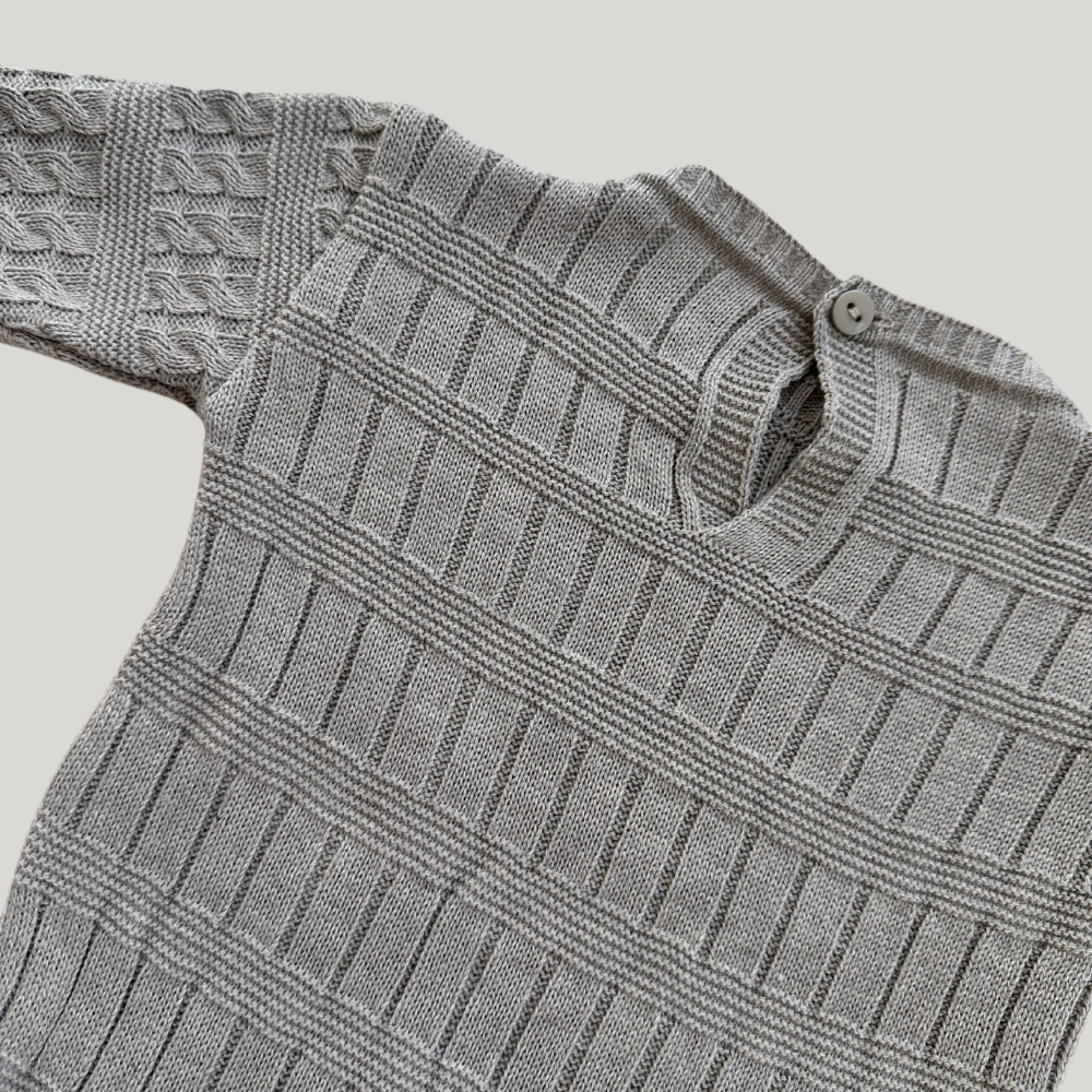 Macacão Tricot Saída Maternidade Trançado Mescla