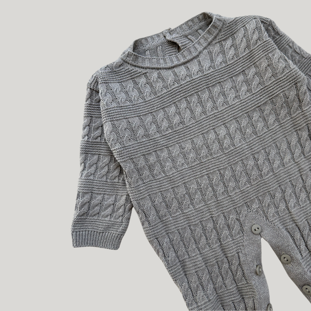 Macacão Tricot Saída Maternidade Trançado Mescla