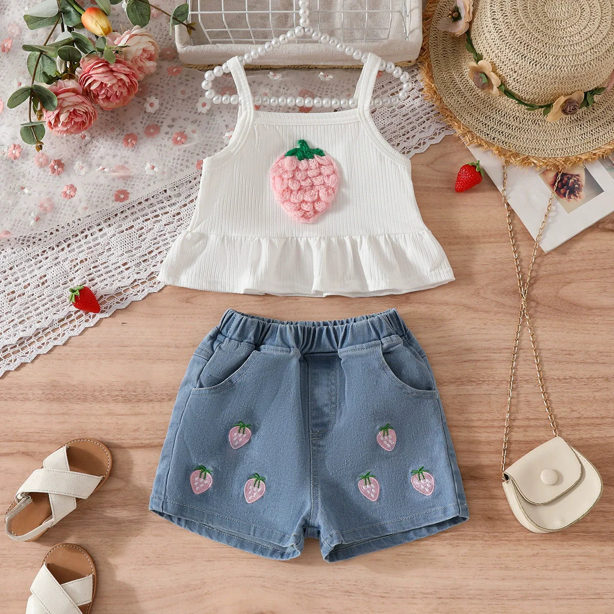 Conjunto Infantil Feminino Verão Moranguinhos