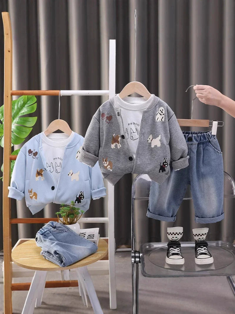 Conjunto Infantil Masculino Cachorrinho 3 Peças