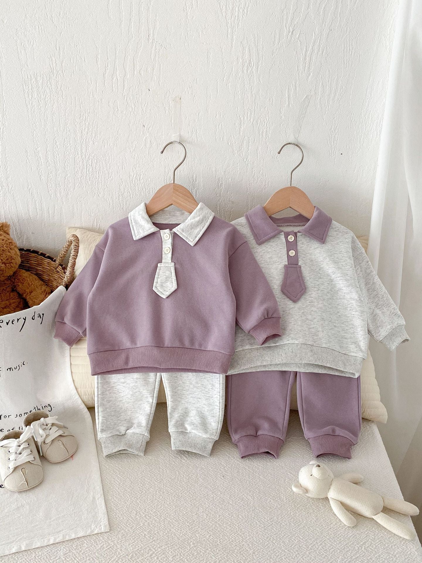 Conjunto Infantil Roxo e Cinza Gravatinha