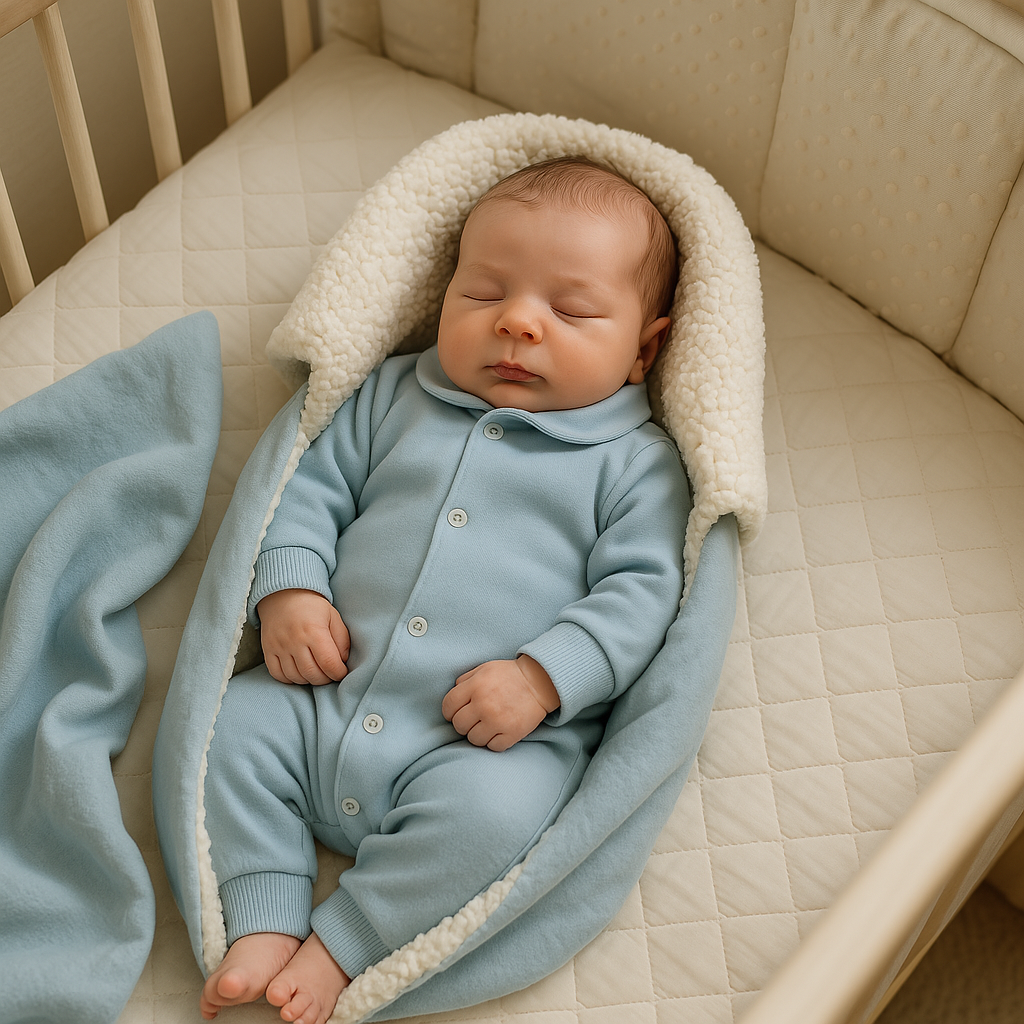 Macacão Bebê Vira Pé Azul