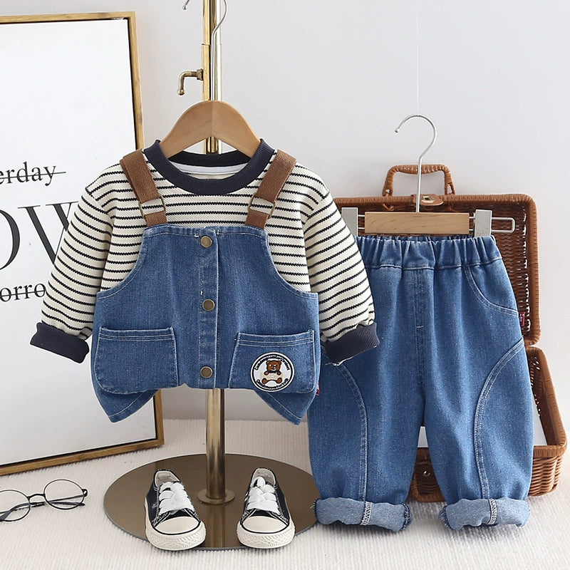 Conjunto Infantil 3 Peças Jeans Lístras