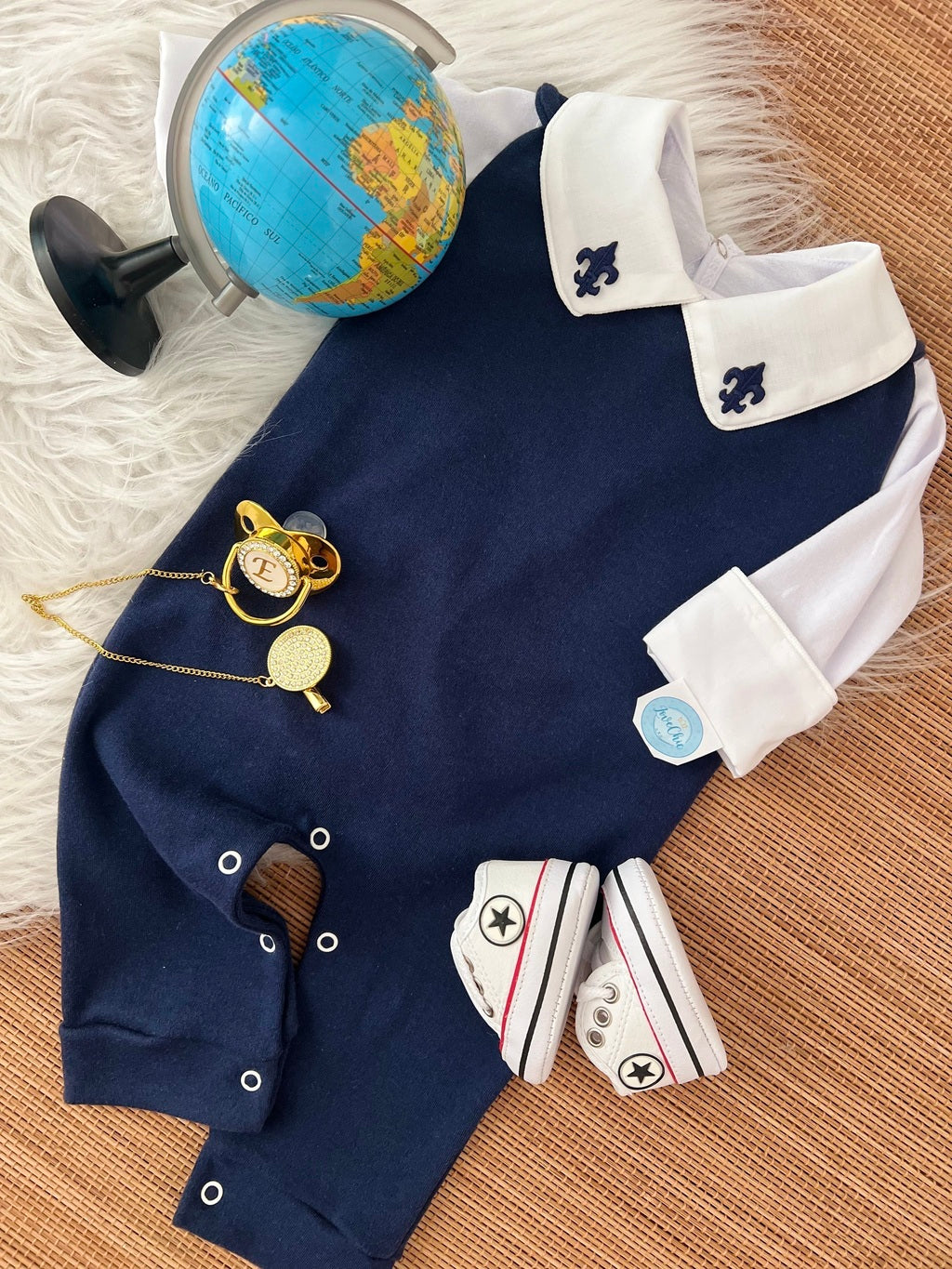 Salopete + Body em fio egípcio menino