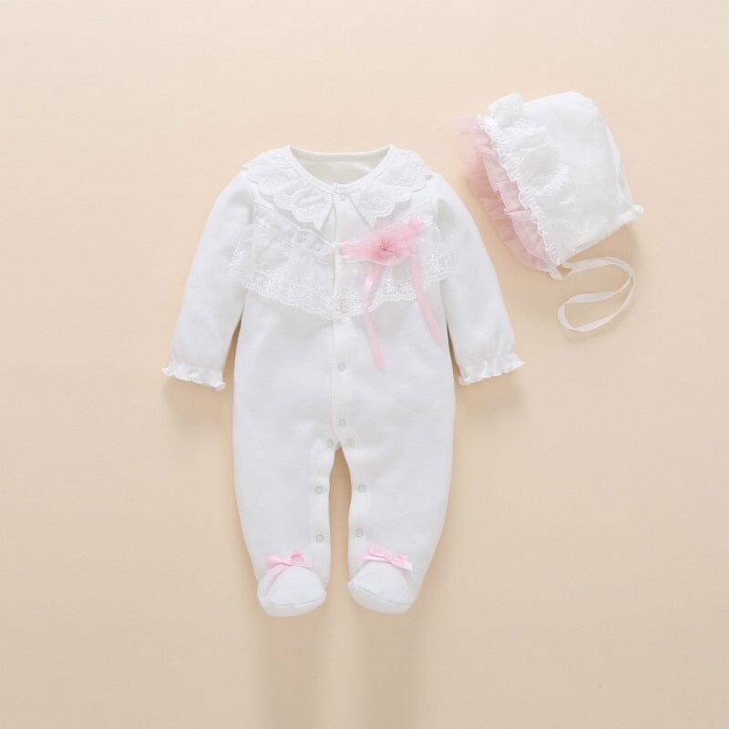 Saída Maternidade Renda + Chapéu