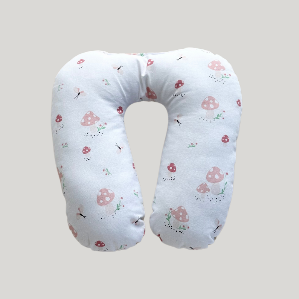 Almofada Pescoço Cogumelos Rose Algodao