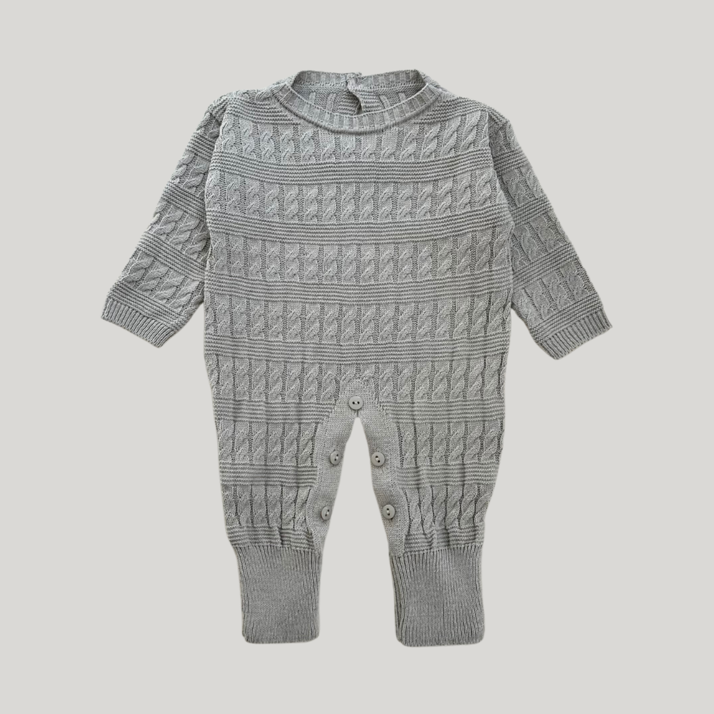 Macacão Tricot Saída Maternidade Trançado Mescla