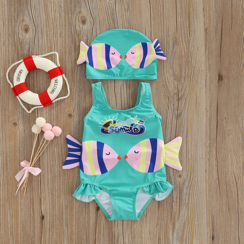 Maiô Infantil Peixinhos + Touca
