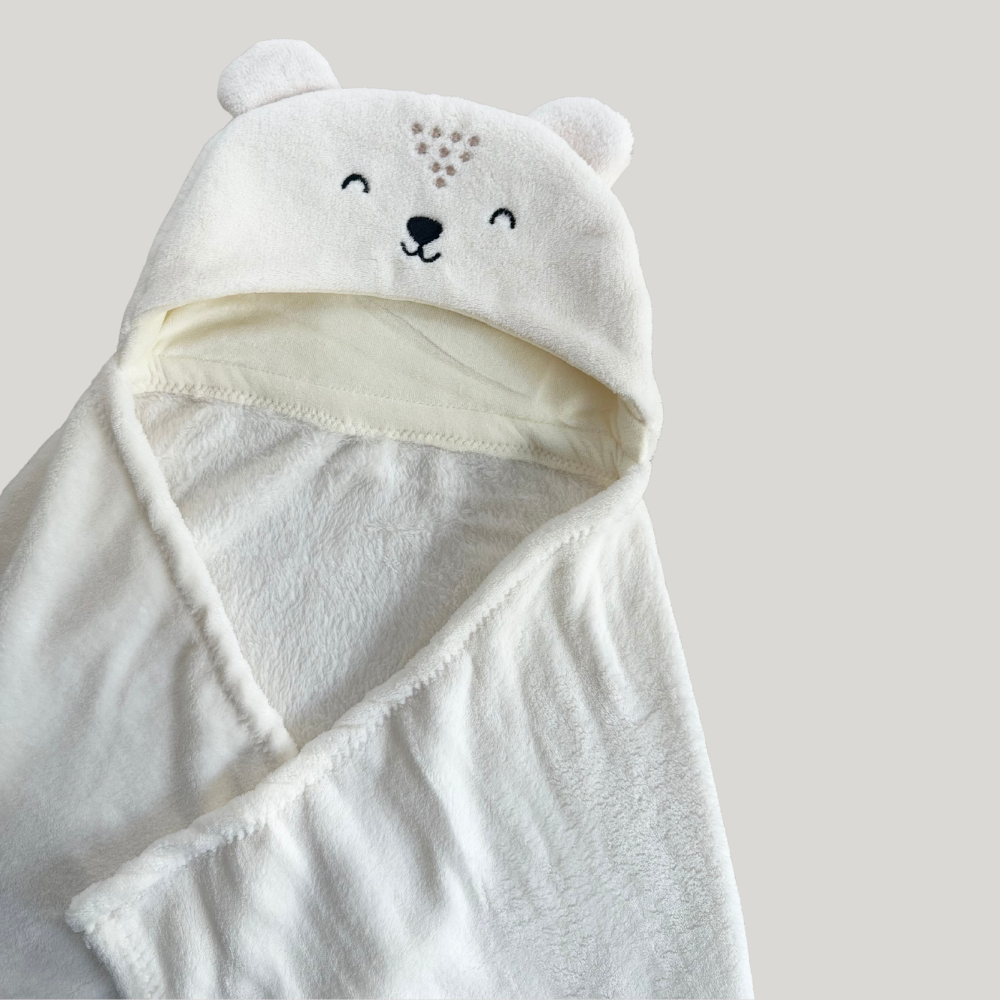 Cobertor Bebê Com Capuz Bear Off White