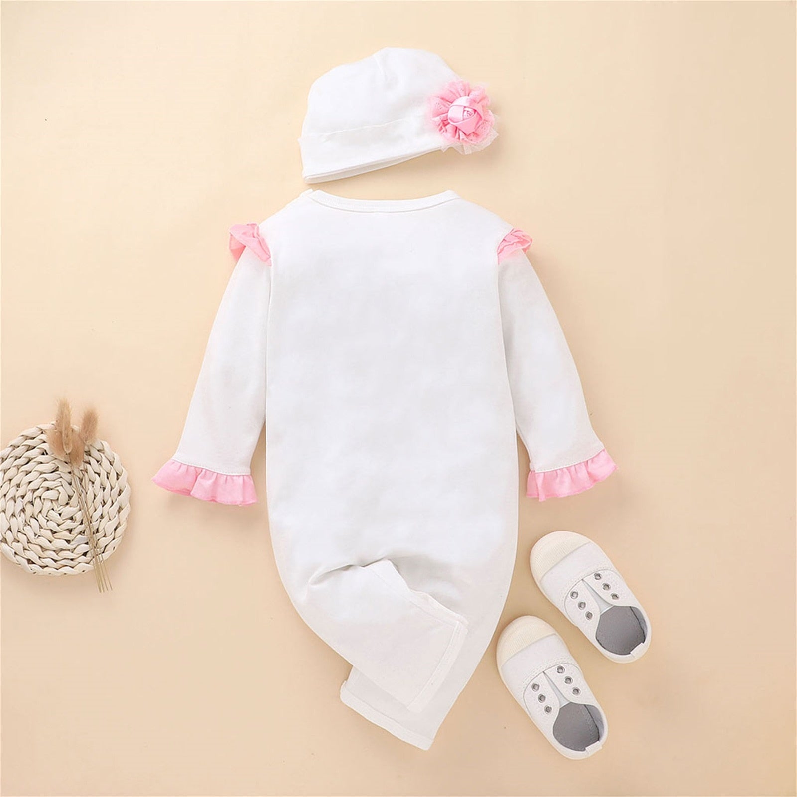 Macacão Infantil Feminino Babadinho com Touca