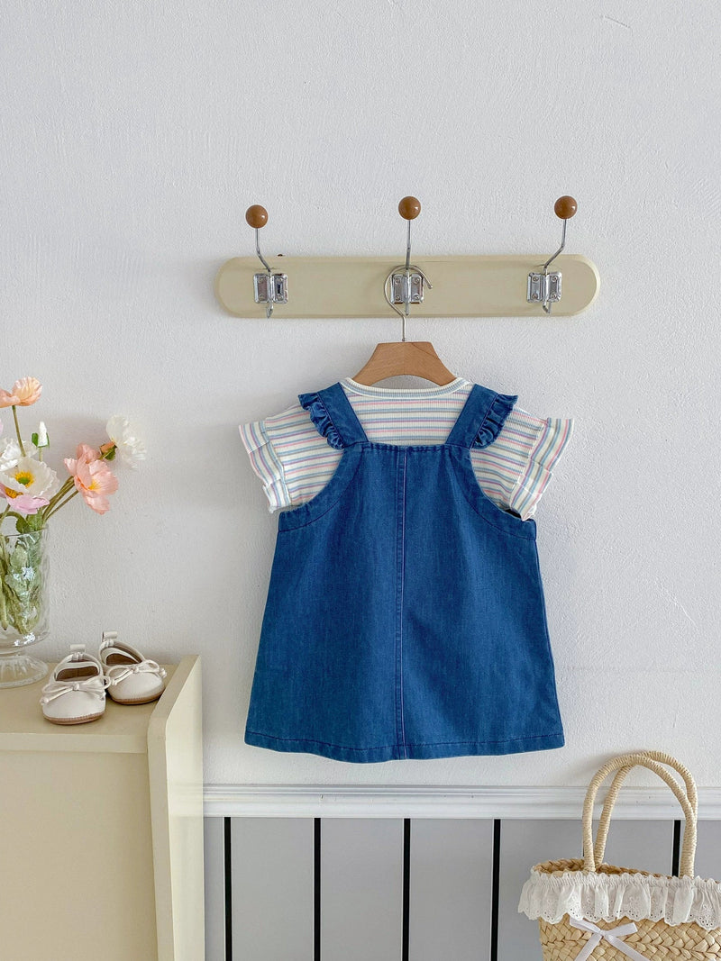 Jardineira Infantil Jeans Cerejinhas
