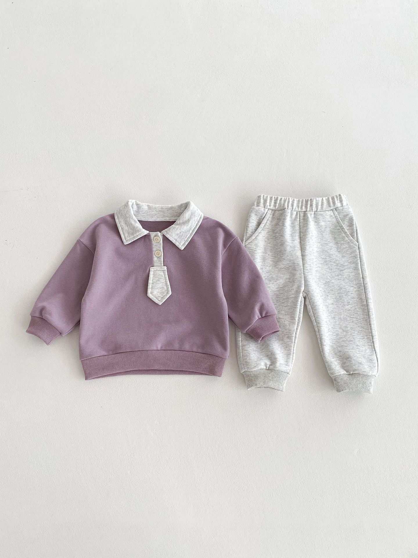 Conjunto Infantil Roxo e Cinza Gravatinha