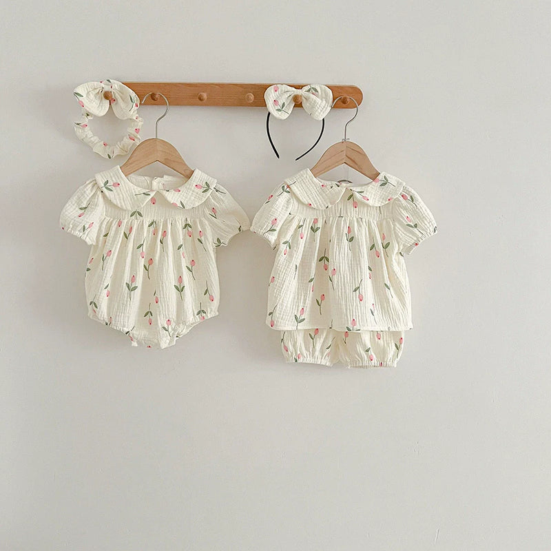 Body/ Conjunto Infantil Feminino Tulipas