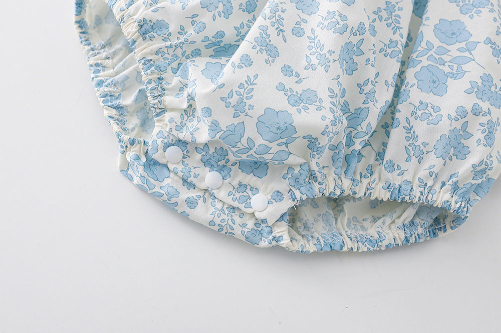 Body/ Vestido Infantil Azul Flores