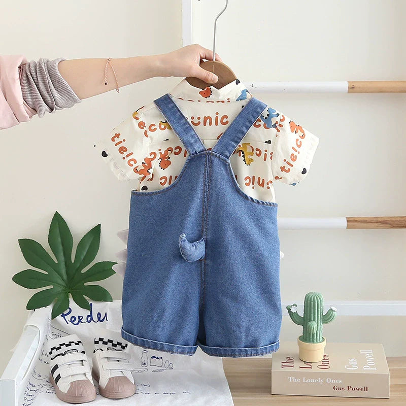 Jardineira Infantil Jeans com Camisa