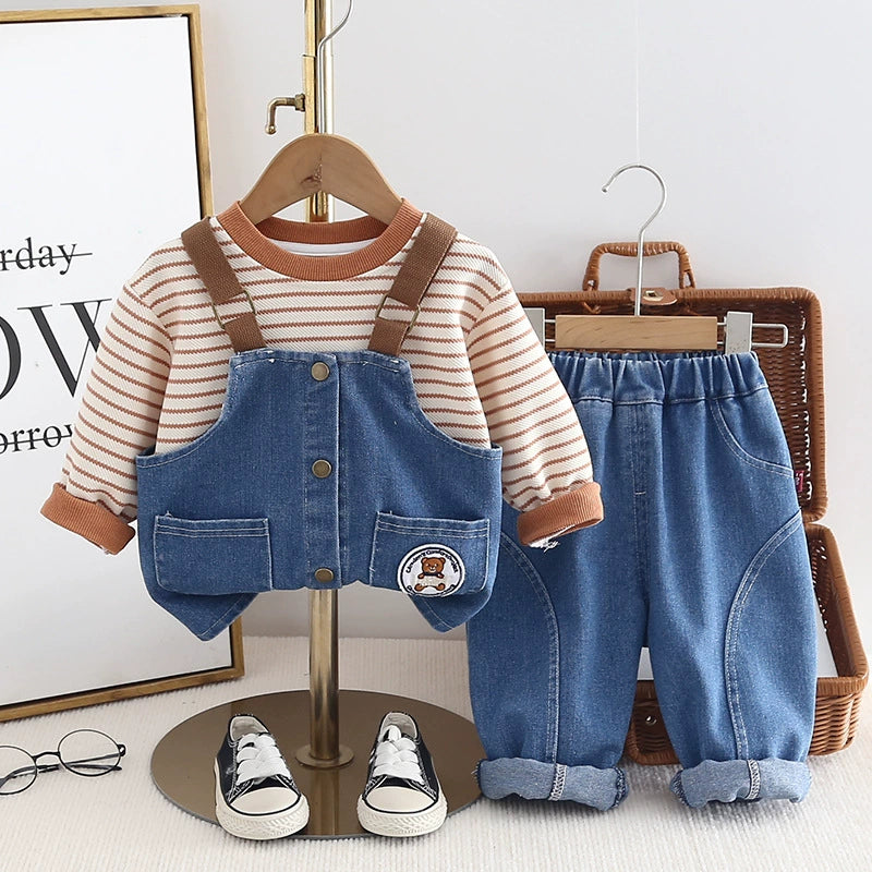 Conjunto Infantil 3 Peças Jeans Lístras