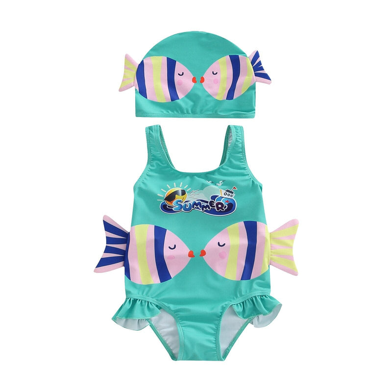 Maiô Infantil Peixinhos + Touca