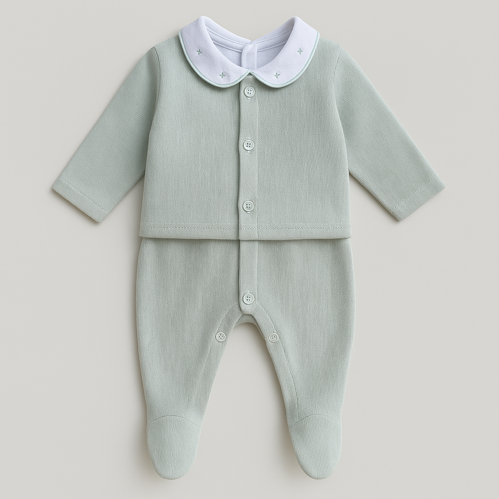 Conjunto Bebê 3 Peças Tricot Bordado Premium Elephant Green