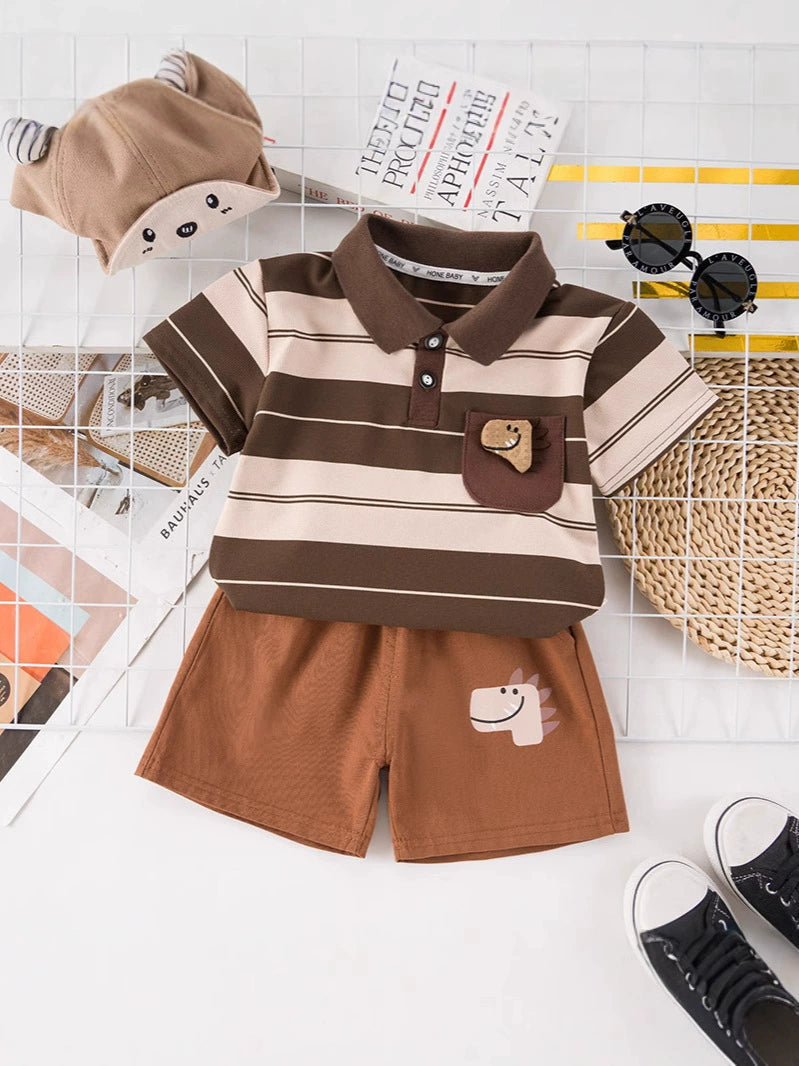 Conjunto Infantil Masculino Lístras Dinossauro