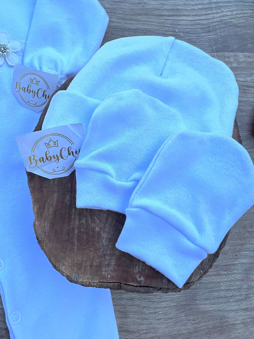 Kit Touca e luva em fio egípcio