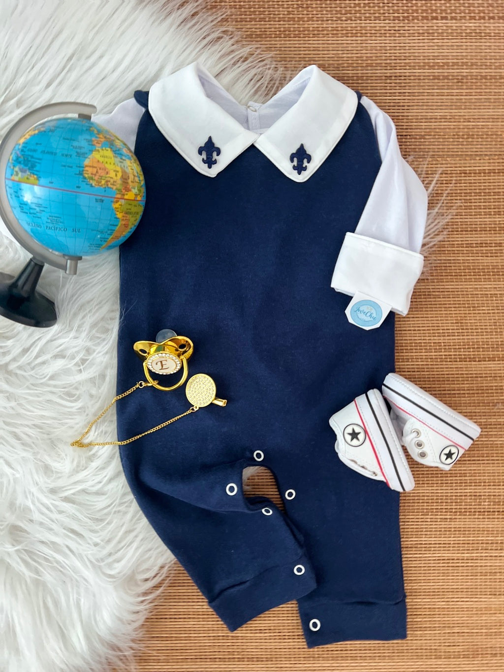 Salopete + Body em fio egípcio menino