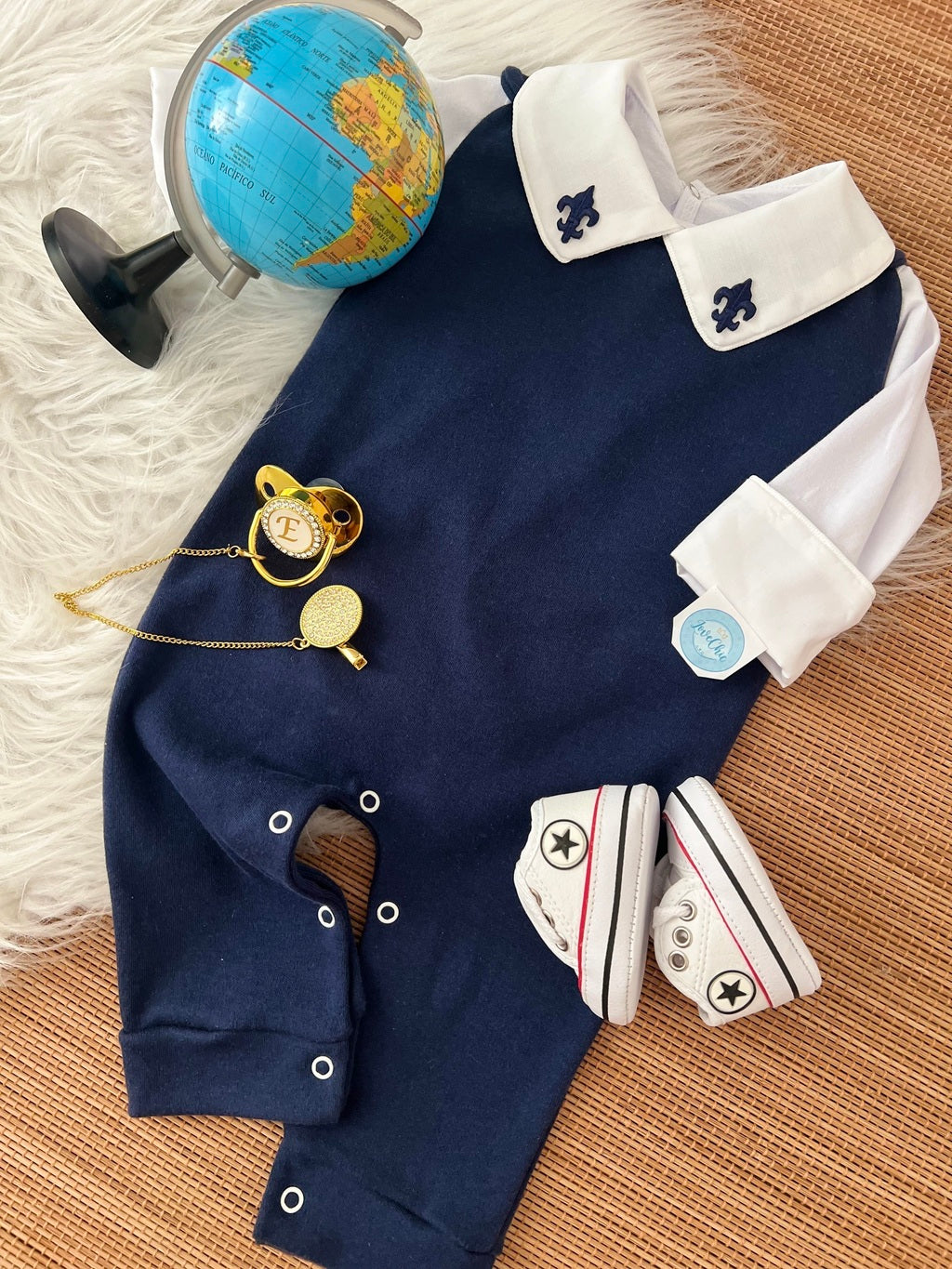 Salopete + Body em fio egípcio menino