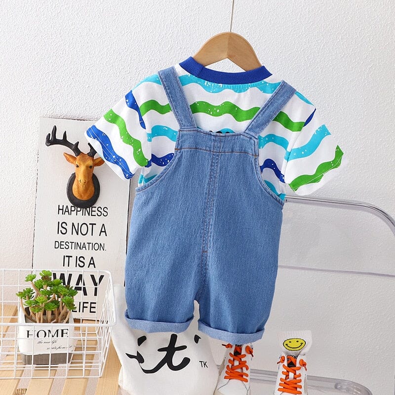 Jardineira Infantil Ursinho e Camiseta